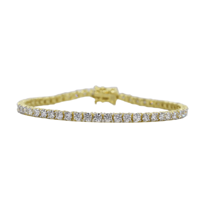 Gold 3MM Tennis Bracelet VVS Moissanite Diamonds