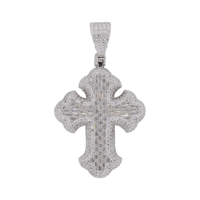 Baguette Gothic Cross VVS Moissanite Diamond Pendant